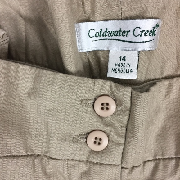 Coldwater Creek NWT Cuffed Pants Womens 14 Beige Pleated Cropped Leg - Picture 6 of 13